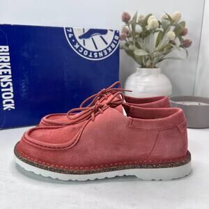 Birkenstock Delano Suede Moc Toe Shoes Coral Narrow Fit Women 7/Men 5 Tried on
